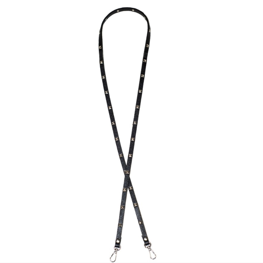 Hera Black Vegan Leather with Studs Bag Strap - Picture 3 of 5